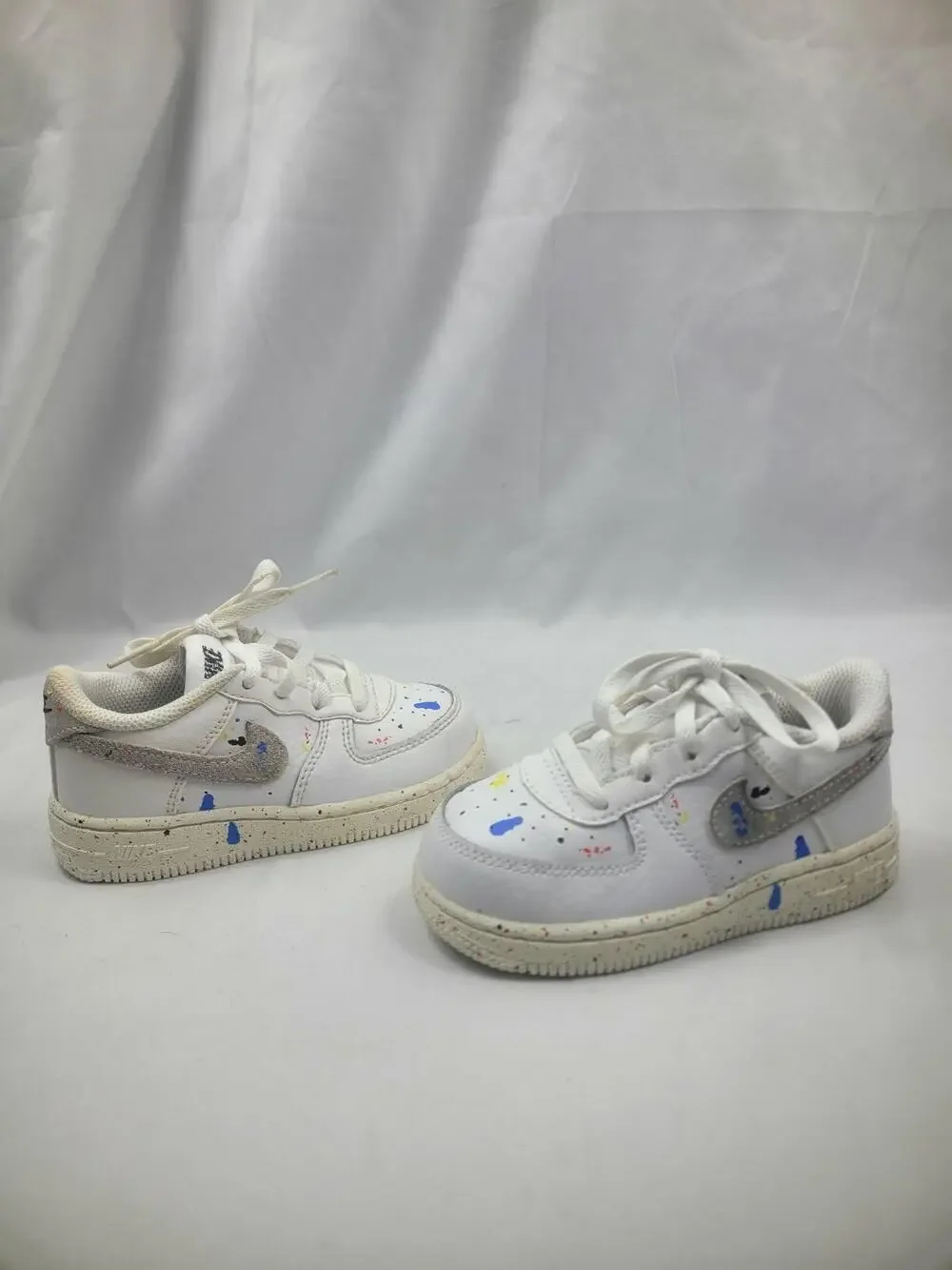 Nike Air Force 1 Paint Splatter - White' Toddler Shoes DJ2600-100 Size 8C